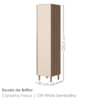 Paneleiro 1 Porta MDF 50X221 cm Kali 122291 Carvalho TOQ Off White Nicioli