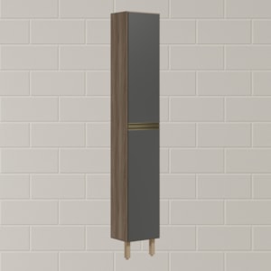 Paneleiro 2 Portas 221X35cm MDF Kali 12228 Nicioli Carvalho Toq Chumbo