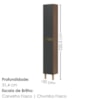 Paneleiro 2 Portas MDF 35X221 cm Kali 122286 Carvalho TOQ Chumbo Nicioli