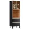 Paneleiro 2P Vidro 2G 219X70 cm MDF Proenca Nogueira Carbono Prime Demartez