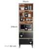 Paneleiro 2P Vidro 2G 219X70 cm MDF Proenca Nogueira Carbono Prime Demartez