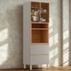 Paneleiro 2P Vidro 2G 219X70 cm MDF Proenca Nogueira Nude Prime Demartez