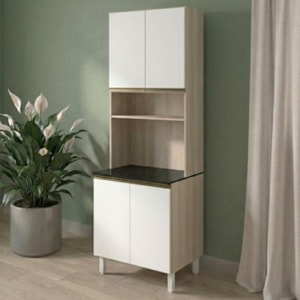 Paneleiro 4 Portas 1 Nicho MDF 70X221 cm Kali 1223122 Bianco TOQ Branco Nicioli