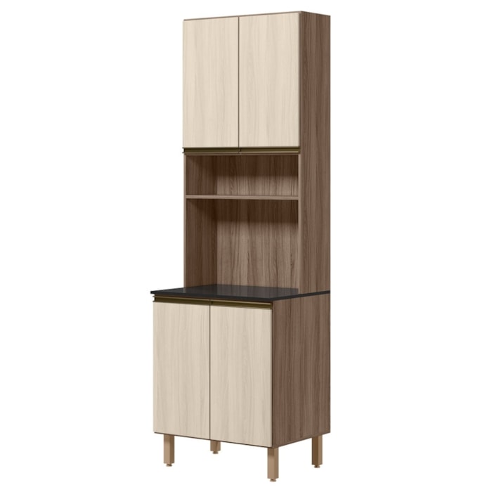 Paneleiro 4 Portas 1 Nicho MDF 70X221 cm Kali 1223122 Carvalho TOQ Bianco Nicioli