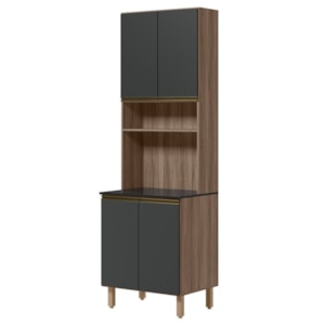 Paneleiro 4 Portas 1 Nicho MDF 70X221 cm Kali 1223122 Carvalho TOQ Chumbo Nicioli