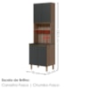 Paneleiro 4 Portas 1 Nicho MDF 70X221 cm Kali 1223122 Carvalho TOQ Chumbo Nicioli