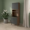Paneleiro 4 Portas 1 Nicho MDF 70X221 cm Kali 1223122 Carvalho TOQ Chumbo Nicioli