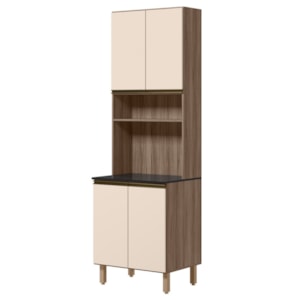 Paneleiro 4 Portas 1 Nicho MDF 70X221 cm Kali 1223122 Carvalho TOQ Off White Nicioli