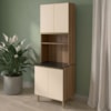 Paneleiro 4 Portas 1 Nicho MDF 70X221 cm Kali 1223122 Carvalho TOQ Off White Nicioli