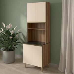 Paneleiro 4 Portas 1 Nicho MDF 70X221 cm Kali 1223122 Carvalho TOQ Off White Nicioli