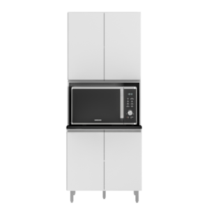 Paneleiro 4 Portas 80 cm Nicho Microondas Evidence Branco POLIMAN