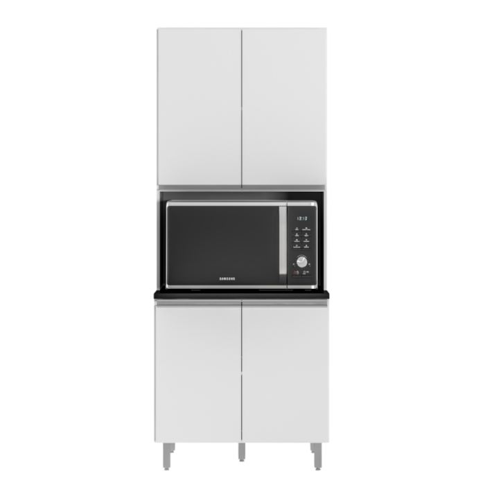 Paneleiro 4 Portas 80 cm Nicho Microondas Evidence Branco POLIMAN
