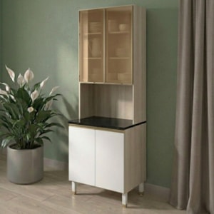 Paneleiro 4 Portas MDF Vidro 70X221 cm Kali 1834862 Bianco TOQ Branco Nicioli
