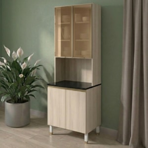 Paneleiro 4 Portas MDF Vidro 70X221 cm Kali 1834862 Bianco TOQ Nicioli