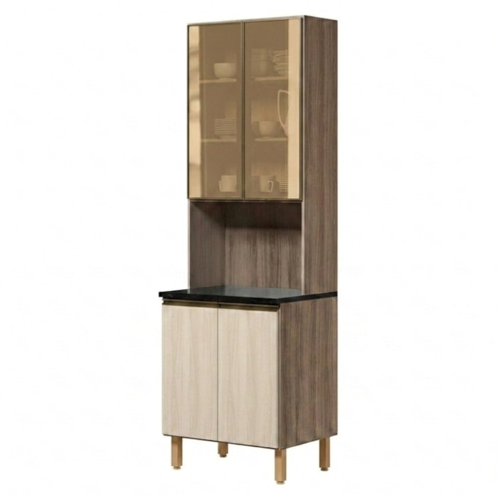 Paneleiro 4 Portas MDF Vidro 70X221 cm Kali 1834862 Carvalho TOQ Bianco Nicioli