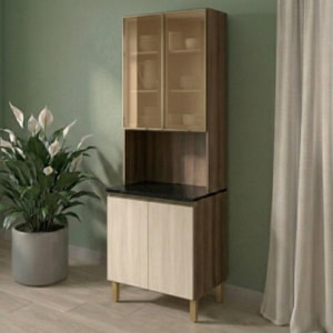 Paneleiro 4 Portas MDF Vidro 70X221 cm Kali 1834862 Carvalho TOQ Bianco Nicioli