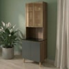 Paneleiro 4 Portas MDF Vidro 70X221 cm Kali 1834862 Carvalho TOQ Chumbo Nicioli