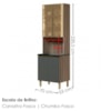 Paneleiro 4 Portas MDF Vidro 70X221 cm Kali 1834862 Carvalho TOQ Chumbo Nicioli