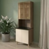 Paneleiro 4 Portas MDF Vidro 70X221 cm Kali 1834862 Carvalho TOQ Off White Nicioli