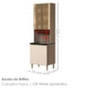 Paneleiro 4 Portas MDF Vidro 70X221 cm Kali 1834862 Carvalho TOQ Off White Nicioli