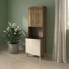 Paneleiro 4 Portas MDF Vidro 70X221 cm Kali 1834862 Carvalho TOQ Off White Nicioli