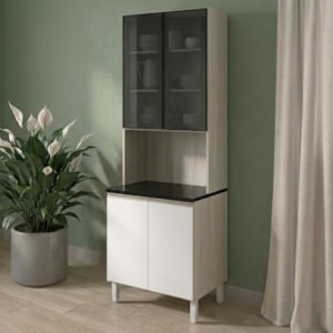 Paneleiro 4 Portas MDF Vidro 70X221 cm Kali 183488 Bianco TOQ Branco Nicioli