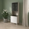 Paneleiro 4 Portas MDF Vidro 70X221 cm Kali 183488 Bianco TOQ Branco Nicioli