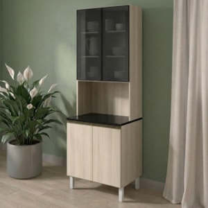 Paneleiro 4 Portas MDF Vidro 70X221 cm Kali 183488 Bianco TOQ Nicioli