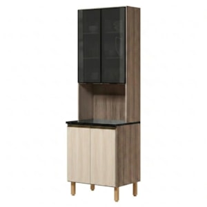 Paneleiro 4 Portas MDF Vidro 70X221 cm Kali 183488 Carvalho TOQ Bianco Nicioli