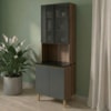 Paneleiro 4 Portas MDF Vidro 70X221 cm Kali 183488 Carvalho TOQ Chumbo Nicioli