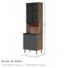 Paneleiro 4 Portas MDF Vidro 70X221 cm Kali 183488 Carvalho TOQ Chumbo Nicioli