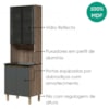 Paneleiro 4 Portas MDF Vidro 70X221 cm Kali 183488 Carvalho TOQ Chumbo Nicioli