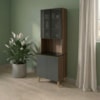 Paneleiro 4 Portas MDF Vidro 70X221 cm Kali 183488 Carvalho TOQ Chumbo Nicioli