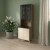 Paneleiro 4 Portas MDF Vidro 70X221 cm Kali 183488 Carvalho TOQ Off White Nicioli