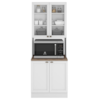 Paneleiro 4 Portas Vidro Nicho Microondas 213x70 cm Unna Branco POLIMAN