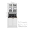 Paneleiro 4 Portas Vidro Nicho Microondas 213x70 cm Unna Branco POLIMAN