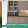 Paneleiro 4 Portas Vidro Nicho Microondas 213x70 cm Unna Gris POLIMAN