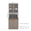 Paneleiro 4 Portas Vidro Nicho Microondas 213x70 cm Unna Gris POLIMAN