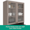 Paneleiro 4 Portas Vidro Nicho Microondas 213x70 cm Unna Gris POLIMAN