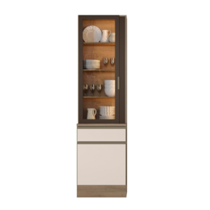 Paneleiro Cristaleira 2 Portas 215x58 cm Etna Carvalho Oak Off White POLIMAN