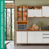 Paneleiro Cristaleira 220x60 cm 4 Portas Vidro Ravena Freijo Off Acetinado POLIMAN