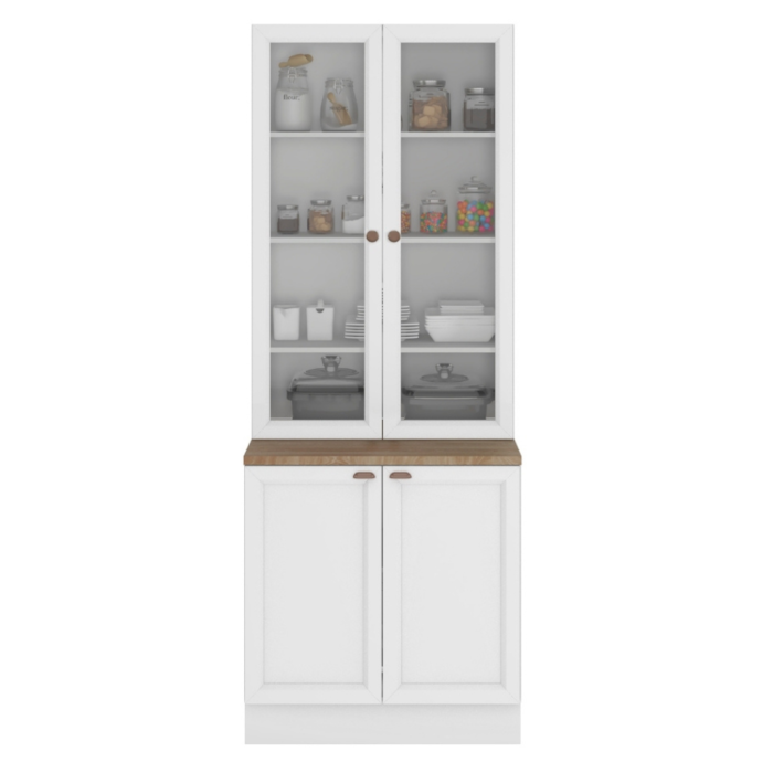 Paneleiro Cristaleira 4 Portas 213x70 cm Unna Branco POLIMAN