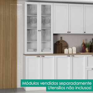 Paneleiro Cristaleira 4 Portas 213x70 cm Unna Branco POLIMAN