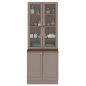 Paneleiro Cristaleira 4 Portas 213x70 cm Unna Gris POLIMAN