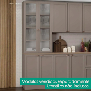 Paneleiro Cristaleira 4 Portas 213x70 cm Unna Gris POLIMAN