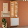 Paneleiro Cristaleira 4 Portas 227x70 cm MDF Bari Freijo Off Acetinado POLIMAN