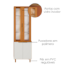 Paneleiro Cristaleira 4 Portas 227x70 cm MDF Bari Freijo Off Acetinado POLIMAN