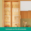 Paneleiro Cristaleira 4 Portas 227x70 cm MDF Bari Freijo Off Acetinado POLIMAN
