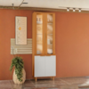 Paneleiro Cristaleira 4 Portas 227x70 cm MDF Bari Freijo Off Acetinado POLIMAN
