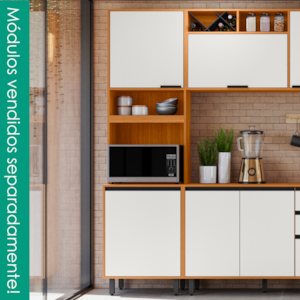 Paneleiro Duplo 220x60 cm 3 Portas Ravena Freijo Off Acetinado POLIMAN